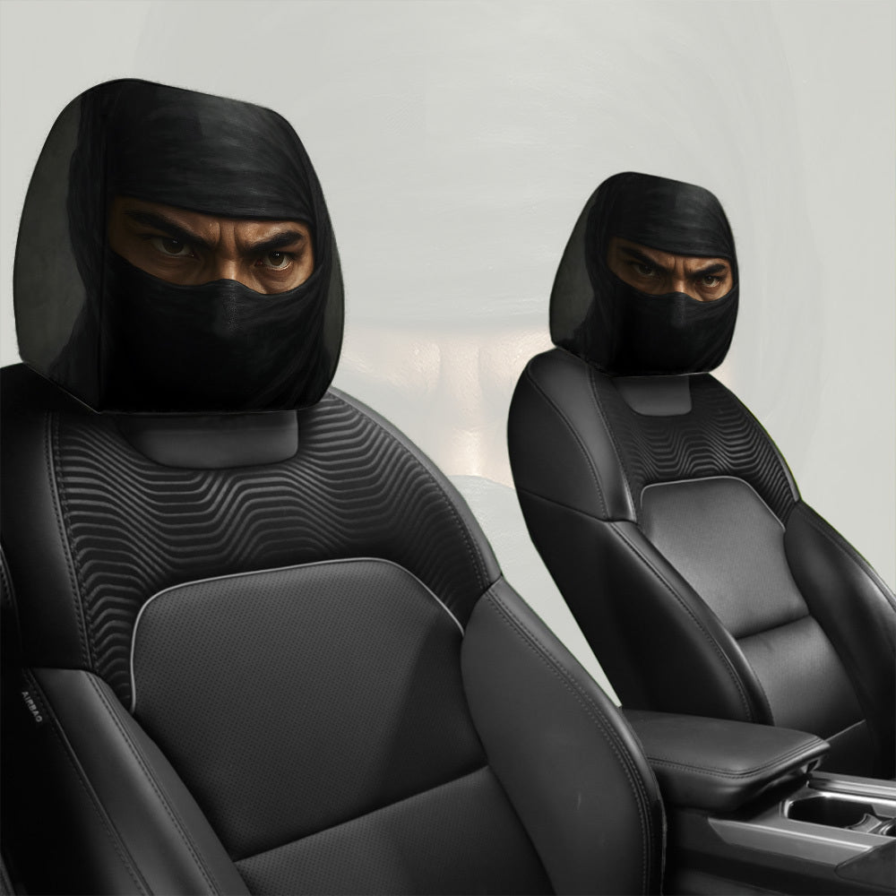 Set of 2 Headrest Covers Featuring a Mysterious Ninja Design, Perfect for Enhancing Your Car'S Interior. These Unfilled Covers Are Suitable for All Vehicles And Are Great for Long Journeys, Road Trips