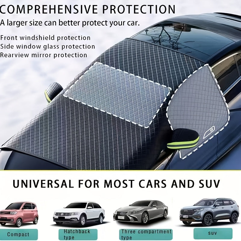 For All-Weather Windshield Cover with UV Protection And Snow Shield - Heavy-Duty Oxford Cloth Car Windshield Protector, Suitable for All Vehicles, Winter Snow And Sunshade Cover, Scratch-Resistant And Durable, Ideal for Year-Round Use