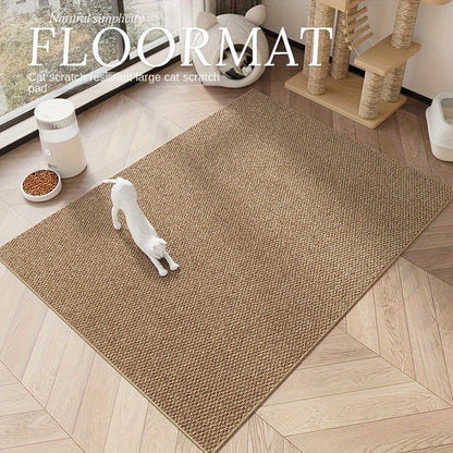 Cat Scratching Mat Natural Seagrass Pet Bed Pad Dog Crate Mat Feeding Mat Pineapple Weave 23x35 Inch Durable Washable Indoor Cat Rug Lounge