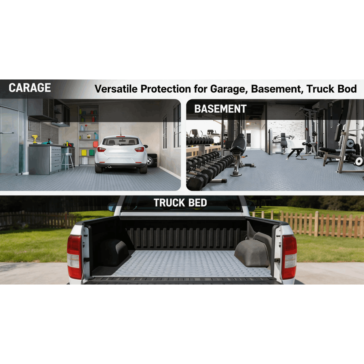 Garage Floor Mat Roll 7x16 FT Heavy Duty PVC Flooring for Parking, Waterproof Under-Car Protector for RV Trailer Workshop, Stain-Resistant Non-Slip Runner Mat, Black & Grey Coin Pattern