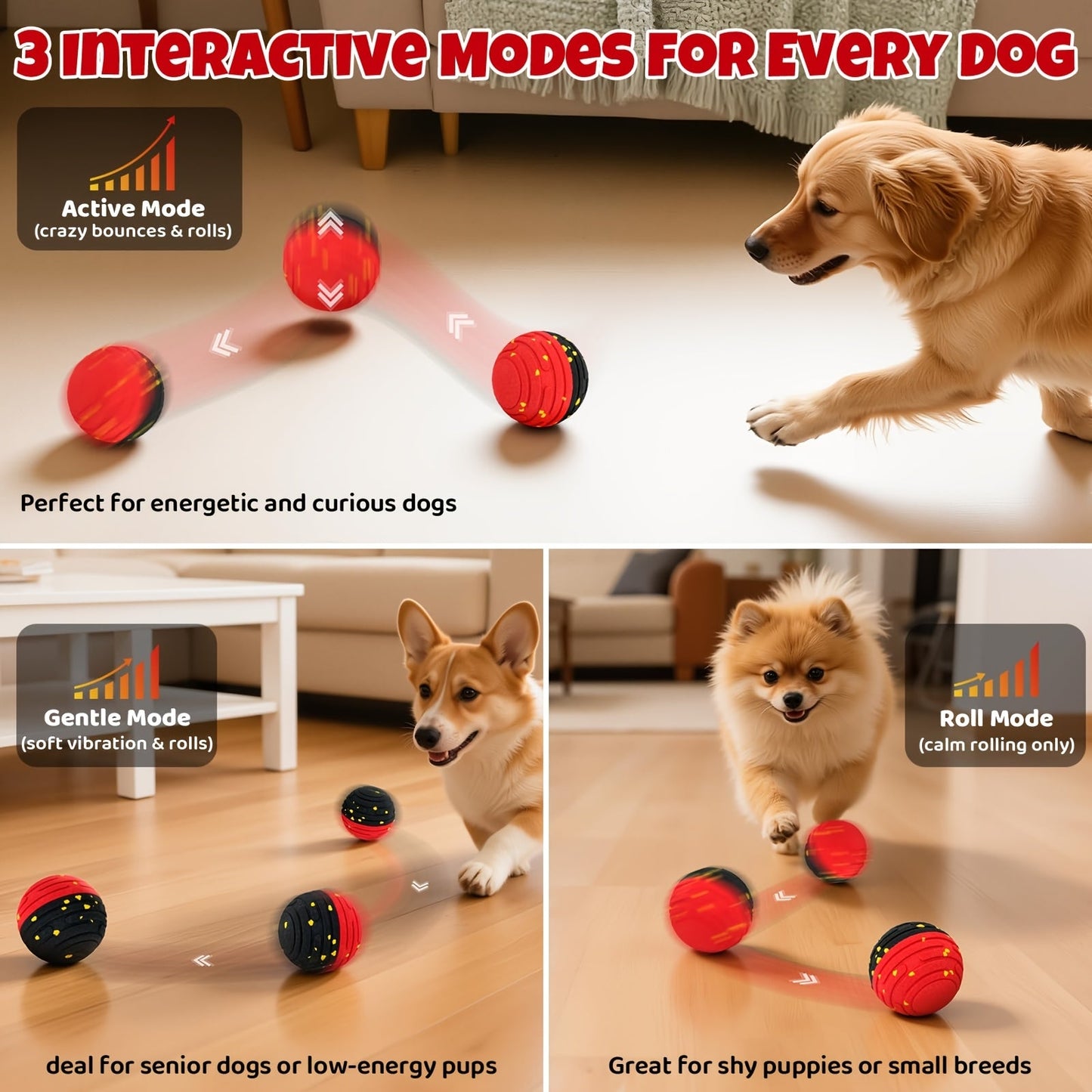Remote-Controlled Interactive Dog Toy Ball – Self-Rolling Bouncing Ball for Small, Medium & Large Dogs | Indoor & Outdoor Use