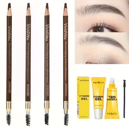Smudge Proof Waterproof Eyebrow Pencil 4-Pack Double-Ended with Built-In Spoolie Brush – Long Lasting Sulfate Free Natural Brow Look for All Skin Types