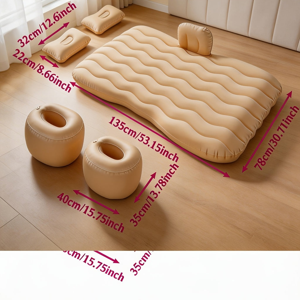 Outdoor Inflatable Bed, Car Bed, Portable PVC Plush Material Inflatable Mattress, Lightweight And Suitable For Camping, Picnicking, Travel, Beach, Can Be Stored In The Trunk, Including Storage And Repair Kit