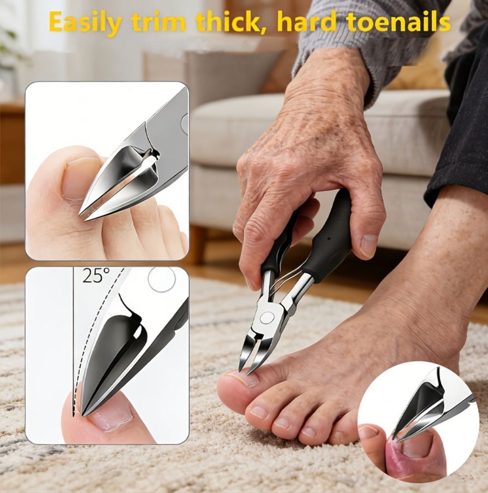 Ingrown Toenail Clipper Kit 7 Piece Professional Pedicure Set with Curved Blade Angled Head Nail File Cuticle Nipper Dead Skin Remover for Thick Toenails Men Women Elderly