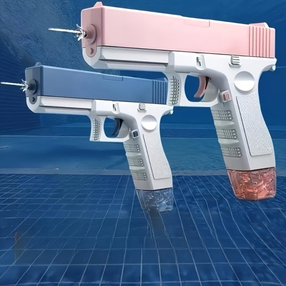Dual Magazine Water Gun Electric Automatic Squirt Blaster with 2 Swappable High Capacity Tanks – Long Range Continuous Fire for Kids & Adults, Pink Blue Summer Pool Beach Backyard Party Toy, Birthday Gift Girls Boys