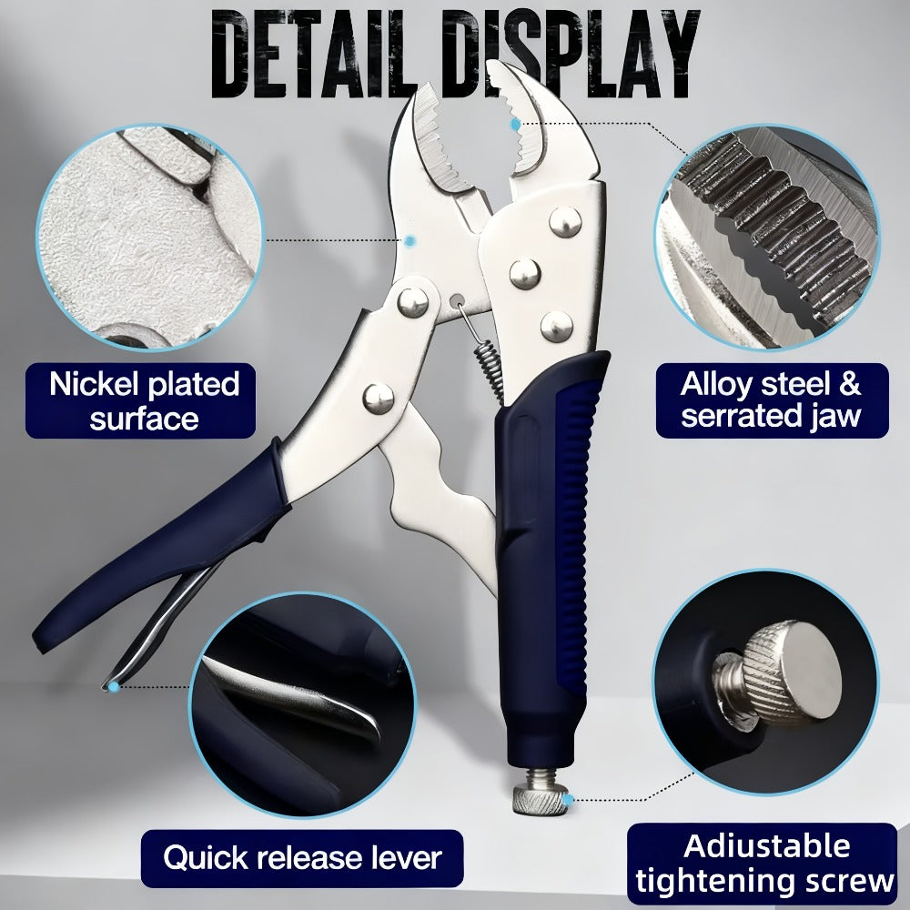 Pliers Set 6-Piece – Needle Nose, Curved & Locking C-Type Pliers, 5–10 Inch Sizes, Versatile Vise Grip Tool Kit for Home Repair, Automotive, Electrical & DIY Projects