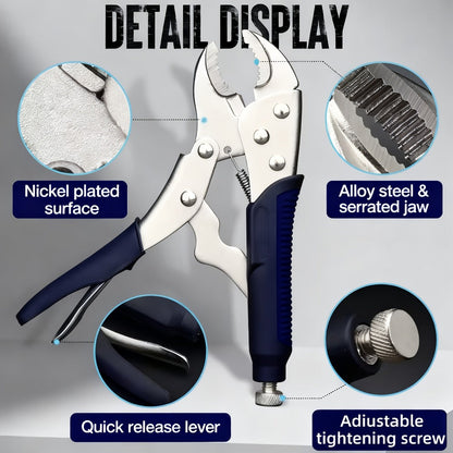 Pliers Set 6-Piece – Needle Nose, Curved & Locking C-Type Pliers, 5–10 Inch Sizes, Versatile Vise Grip Tool Kit for Home Repair, Automotive, Electrical & DIY Projects