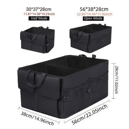 Foldable Car Trunk Organizer - Large Capacity Multi-Compartment Storage Box for Cars, Trucks & SUVs, Ultra-Durable Collapsible Cargo Storage, Black