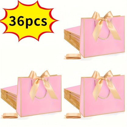 Gift Bags with Handles for Party Favors - Butterfly Ribbon Thank You Bags Wedding Baby Shower Birthday Bridesmaid Housewarming Autumn Celebration Elegant Packaging 12 24 36pcs