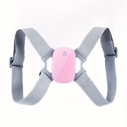 Smart Posture Corrector with Vibration Alert, Wireless Rechargeable Posture Trainer & Back Support Belt for Men Women, Adjustable Spine Correction Device for Office Gym, Hand-Washable Pink Gray Black