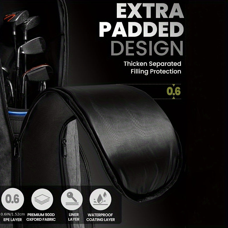 Golf Travel Bag with Reinforced Inline Wheels - 900D Heavy-Duty Oxford Padded Golf Club Travel Case with Shoes & Accessories Compartment, Foldable Airline-Approved Golf Bag for Men, 49.2 Inch