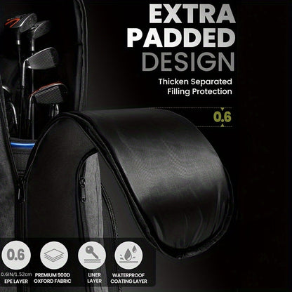 Golf Travel Bag with Reinforced Inline Wheels - 900D Heavy-Duty Oxford Padded Golf Club Travel Case with Shoes & Accessories Compartment, Foldable Airline-Approved Golf Bag for Men, 49.2 Inch