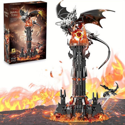 Dragon Castle Building Set Black Dragon Guardian Tower – Dark Fantasy Assembly Model Kit for Adults & Teens, Gothic Magic Tower Display Piece, Halloween Birthday Gift for Dragon & Fantasy Fans