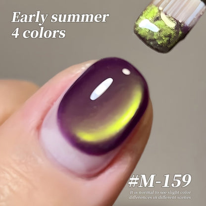Reflective Holographic Cat Eye Gel Polish Set 4 Colors Shimmering Magnetic Soak-Off LED UV Nail Art Kit with Photo Frame Bottle for Salon DIY Manicure Women 0.51oz Each