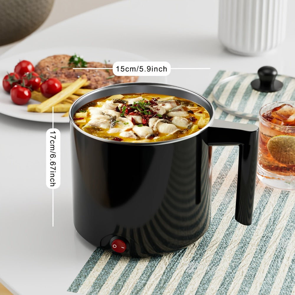 Electric Hot Pot 1.5L Non-Stick Saucepan – Portable Mini Electric Cooker for Noodles, Pasta, Eggs, Steak & Ramen | Fast Heating, Dorm & Travel Friendly