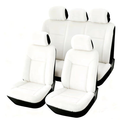 Car Seat Covers 5-Seat Set Luxury Plush Full-Wrap Universal Fit – Non-Slip Warm Winter Soft Fabric Seamless Coverage for Front & Rear Seats – All Car Models (Blue / Pink / Black / Red / White / Beige / Grey)