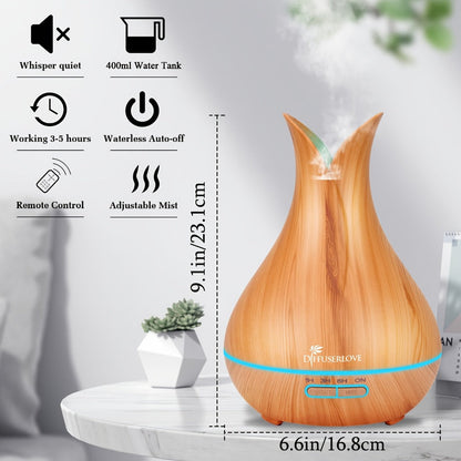 Large Capacity Aroma Diffuser 13.53oz – Includes 8 Essential Oils, Multi-Color LED Lights & 3 Timer Settings, Ultra-Quiet Essential Oil Diffuser for Home, Bedroom, Office & Living Room