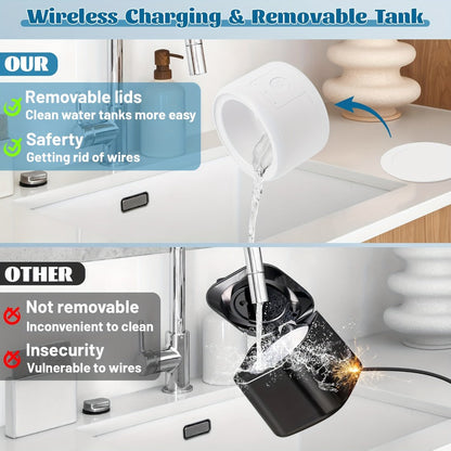 Electric Ultrasonic Cleaner Machine for Dentures Jewelry & Glasses — USB Rechargeable 3 Speeds Auto Timer 180ml Tank One-Touch Portable Dental Cleaning Device for Home & Travel