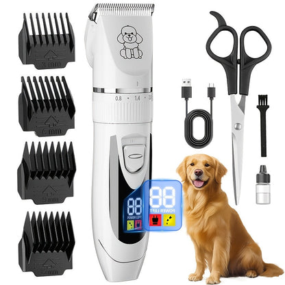 Pet Hair Clipper Cordless Adjustable Comb - Silent Low Noise Rechargeable Electric Dog Cat Grooming Scissors Set, Multiple Style Options, USB Charging Wireless Pet Trimmer for Dogs Cats