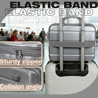 Hard Shell Makeup Travel Case Waterproof Pressure-Proof Portable Cosmetic Suitcase with Elastic Band Luggage Attachment Carry-On Organizer for Women Travel Camping Gym 30x25x15cm