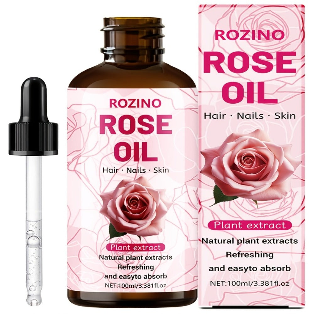 Rose Essential Oil Pure for Massage, Aromatherapy & Skin Care — Multipurpose Body, Hair, Nail & Lash Oil, Unisex Relaxation Gift, 100ml or 3pcs×3.38oz Value Pack