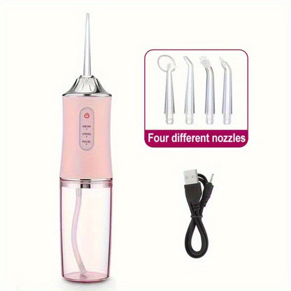 Electric Oral Irrigator Water Flosser with 360° Rotating Nozzle & Precision Pressure Control — Deep Cleans Teeth & Gums, Replaceable Heads, USB Rechargeable, 4 Colors, Home & Travel