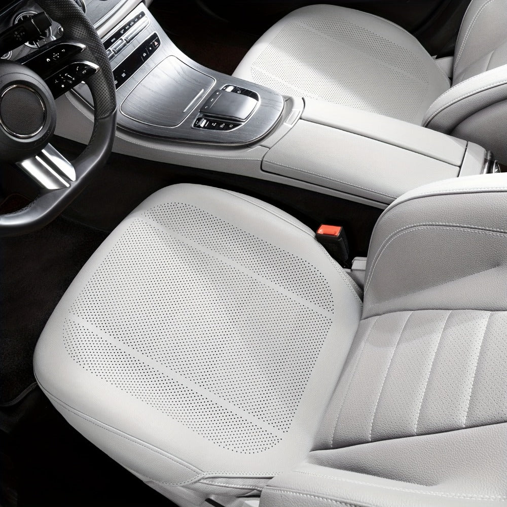 Nappa Leather Car Seat Cushion Full Surround – Non-Slip Breathable All-Season Seat Pad, Front & Rear Universal Fit for Cars SUVs, Luxury Interior Seat Cover