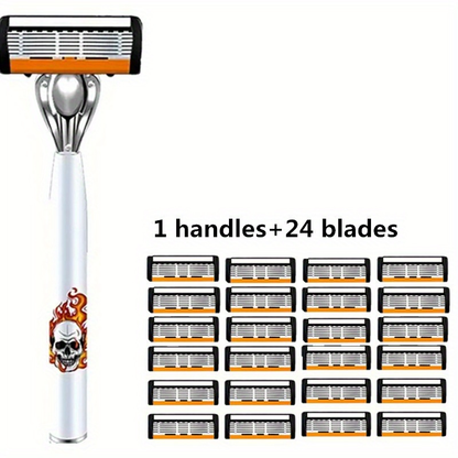 Men's Safety Razor with Replacement Blades - Anti-Slip Stainless Steel Handle Shaver for Beard & Sideburns, Classic Style Wet Shaving Razor, Multiple Blade Bundle Options
