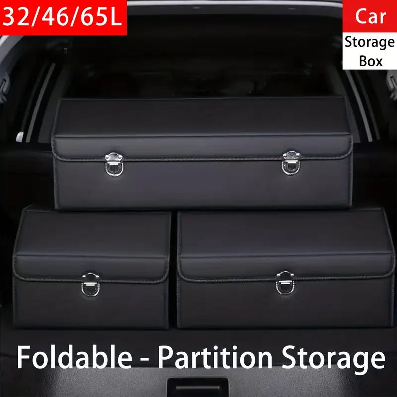 1pc Car Trunk Organizer with Lid, Collapsible Car Trunk Storage Organizer, Multi-Compartment Car Organizer for Auto, SUV, Truck, Minivan