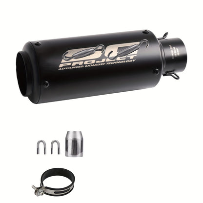 Universal 51mm Motorcycle Exhaust Pipe Stainless Steel Slip-On Muffler for Z900 FZ6 RC390 S1000XR Off-Road Motorcycles Black Strip Titanium ANMIEN