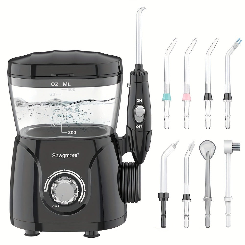 Water Flosser for Teeth & Braces 600ml Large Tank – 10 Adjustable Pressure Levels 8 Nozzles IPX4 Waterproof Professional Oral Irrigator Desktop Electric Dental Flosser for Adults Family