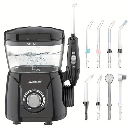 Water Flosser for Teeth & Braces 600ml Large Tank – 10 Adjustable Pressure Levels 8 Nozzles IPX4 Waterproof Professional Oral Irrigator Desktop Electric Dental Flosser for Adults Family