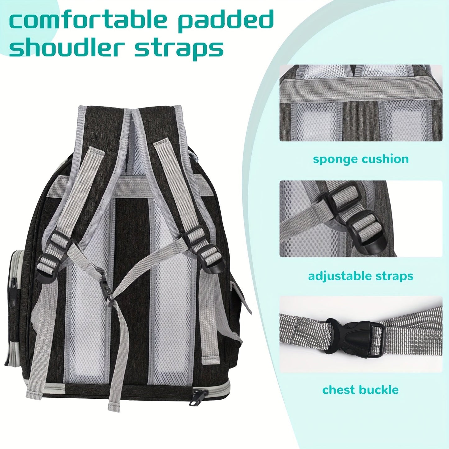 Cat Carrier Backpack Bubble Window Space Capsule Transparent Breathable Travel Bag for Cats & Kittens, Airline Approved Zipper & Pet Door Entry All-Season Cat Backpack, Black Blue Brown Green Gray Pink