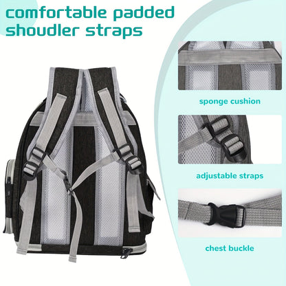 Cat Carrier Backpack Bubble Window Space Capsule Transparent Breathable Travel Bag for Cats & Kittens, Airline Approved Zipper & Pet Door Entry All-Season Cat Backpack, Black Blue Brown Green Gray Pink