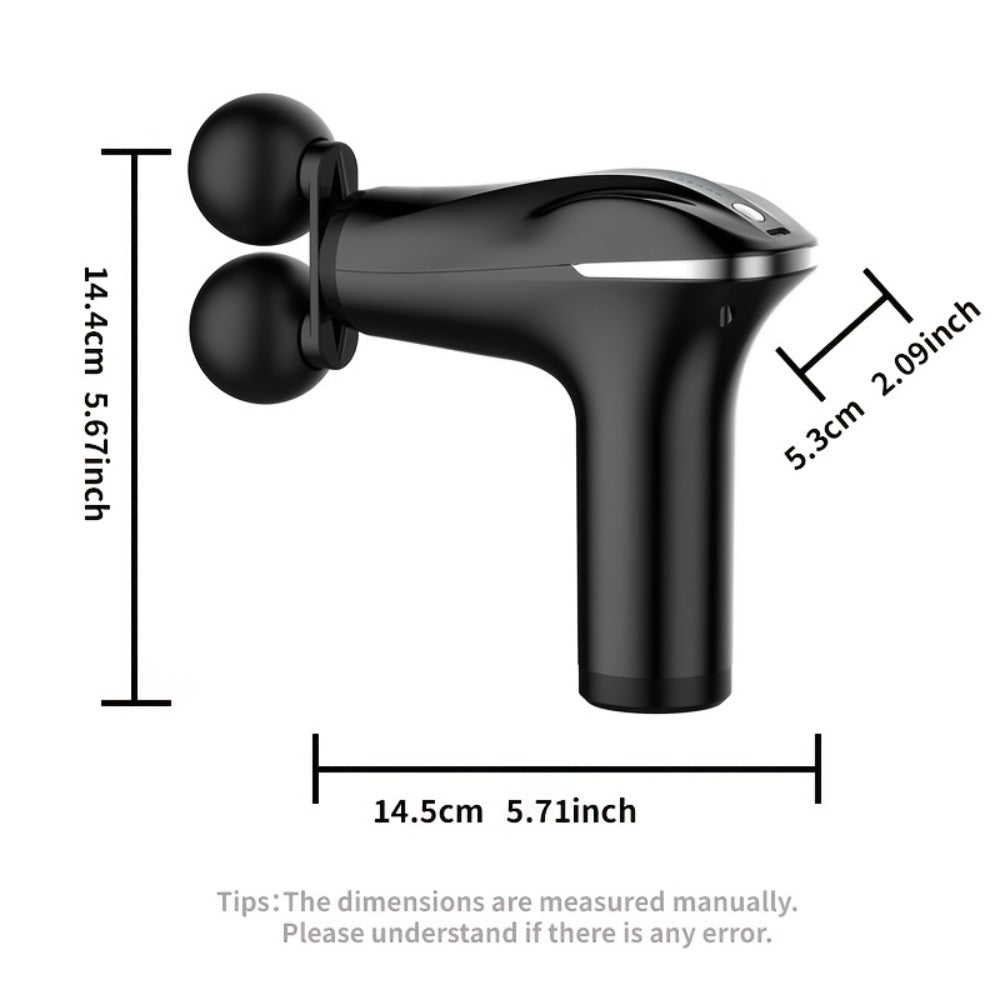 Handheld Massage Gun with Dual Heads – 3 Interchangeable Attachments for Full Body Relief | Powerful Rechargeable Fascia Gun for Back, Arms & Sports Recovery | Ideal for Running & Fitness