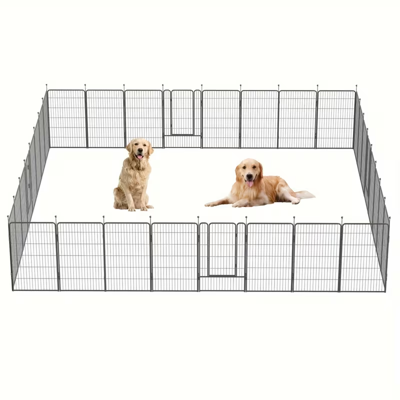 Outdoor Dog Enclosure Fence Panels – 32" Heavy Duty Hammer Design Dog Playpen, Expandable Garden Barrier for Small to Medium Dogs, 8 / 16 / 24 / 32 Panel Options
