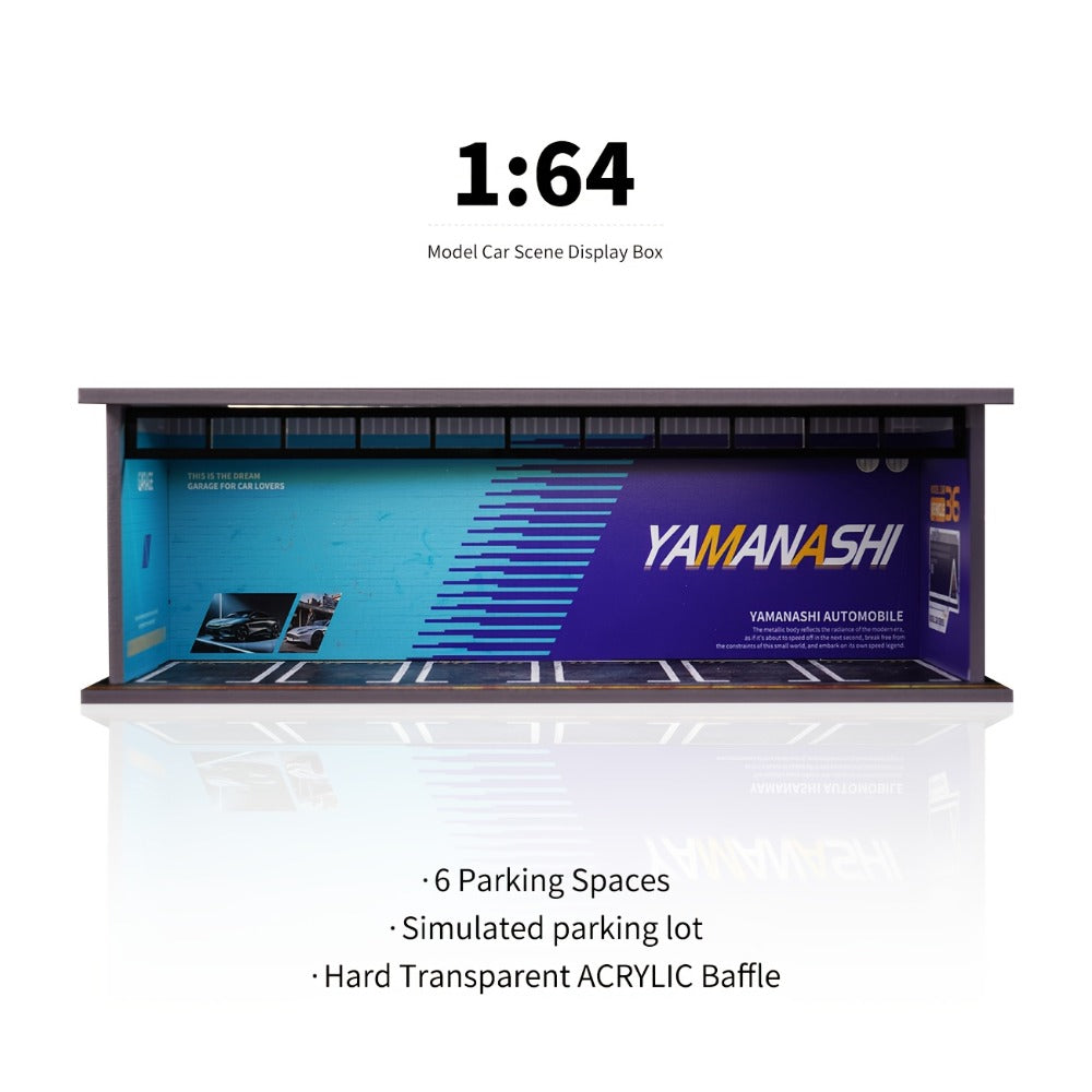 1/64 Scale Diecast Display Case with LED Light & Clear Acrylic Cover – Parking Garage Diorama Showcase with 6 Spaces for Die-Cast Model Cars, Collector Gift
