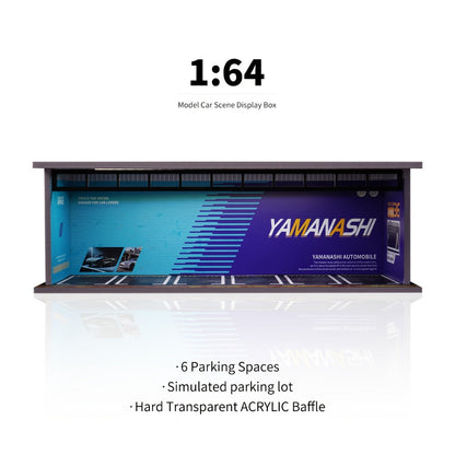 1/64 Scale Diecast Display Case with LED Light & Clear Acrylic Cover – Parking Garage Diorama Showcase with 6 Spaces for Die-Cast Model Cars, Collector Gift