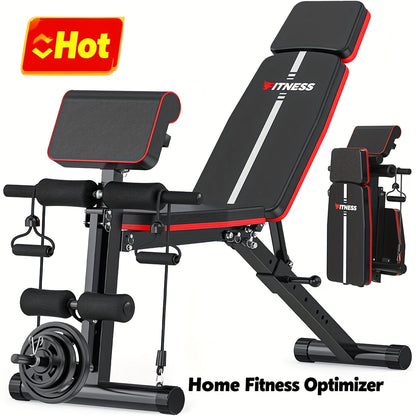 Adjustable Weight Bench 6-in-1 Foldable – Flat Incline Decline, Resistance Bands, Preacher Curl & Leg Developer, 770lb Capacity – Home Gym Strength Training Bench