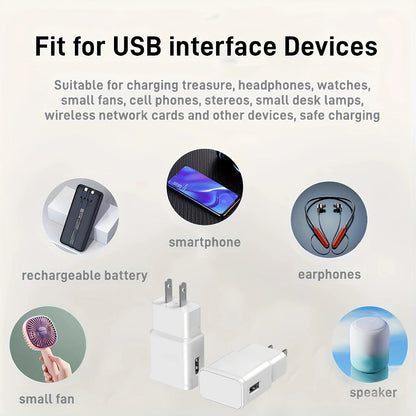 USB Wall Charger Compatible with Samsung Galaxy S25 S24 S23 S22 S21 S20 S10 S9 S8 S7 Note 10 - Adaptive 5V 2A Fast Charging, Bulk Pack 5pcs & 6pcs with Cables, White & Black Options