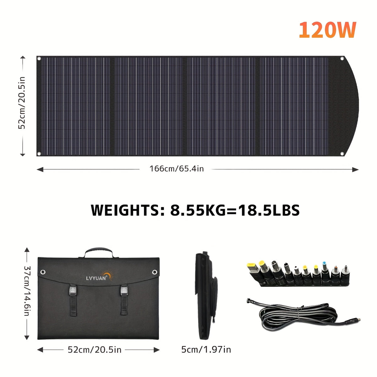 LVYUAN 400W/200W/120W Solar Battery Folding Panel with Adjustable Bracket Solar Panel for RV, Cruise Ship Yacht, Travel, Outdoor Adventure, Power Station, Camping, Solar Generator