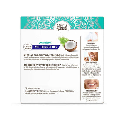 Hydrogen Peroxide Whitening Strips 16 Treatments — Non-Slip Dry Strip Technology, Coconut Extract, 12 Professional + 4 Express Sessions, Vegan, FDA-Registered, Removes Coffee & Wine Stains
