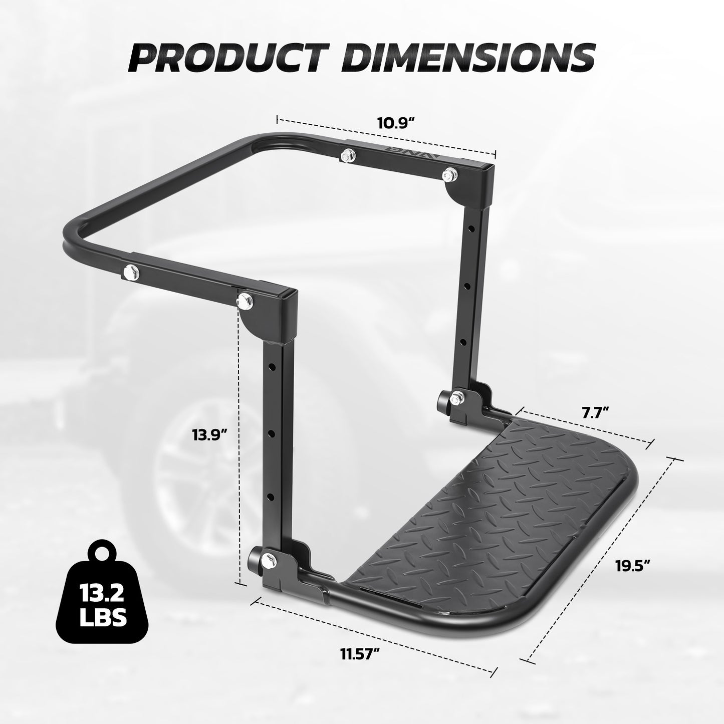 Folding Tire Step Adjustable Mounted Step for Car Pickup Truck SUV RVs, Heavy Duty, Fit Most Tire From 9'' to 13'', Max Capacity 330 lbs