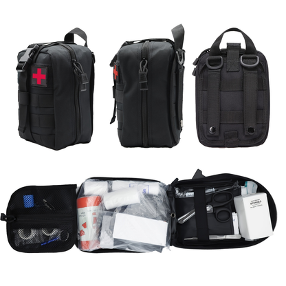 247pcs IFAK Trauma First Aid Kit with CAT Tourniquet and MOLLE Medical Backpack, Fully Stocked Bleeding Control Wound Care Splinting Airway Management Kit for EMT Military Camping Travel Home FSA HSA