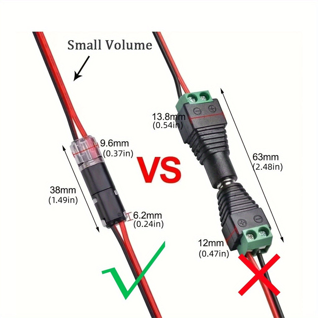 12pcs/ 60/72pcs Dual Line Plug-in Connector, 2-pin 2-port, PVC Insulation, Copper Contact Material, Quick Connect Terminal, No Charge Power Mode, with Locking Buckle, Used for Connecting LED Wires to Cars and Homes