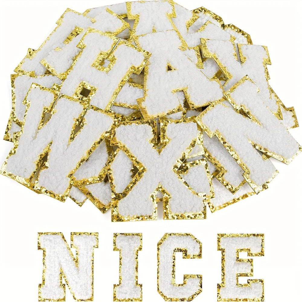 Chenille Letter Patches Self Adhesive A-Z 26pcs – Embroidered Alphabet Applique Stickers for Clothes Bags Hats Phone Cases, DIY Craft Personalized Patch Set Gift for Teens & Kids
