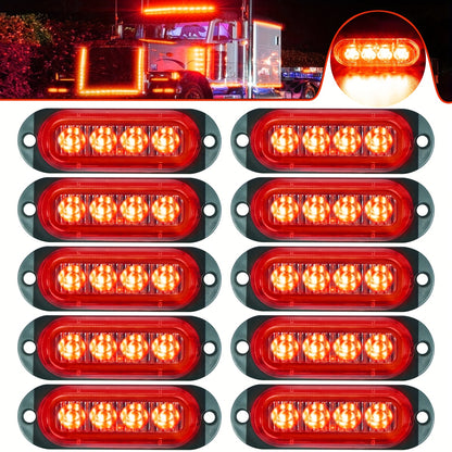 10pcs LED Side Indicator Lamps for Cars & Trucks - Amber/White/Red, 12-24V, High-Visibility External Lamps for Motor Vehicles, Motor Vehicle Lighting|Modern Truck Lamps|Durable Construction, Truck Accessories, Without Battery