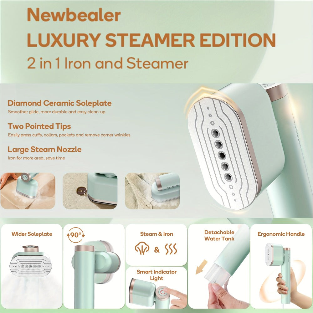 Handheld Garment Steamer 1200W – Portable Clothes Steamer with 15-Second Heat-Up, Dual Steam Settings, Lightweight Travel & Home Steam Iron for Suits, Dress Shirts & Formal Wear