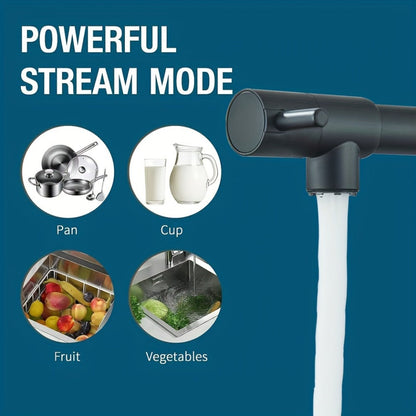 Kitchen Faucet with Pull Down Sprayer Single Handle Single Hole High Arc Spring Commercial Sink Faucet – 360° Swivel Splash-Proof Nozzle, Matte Black Chrome Brushed Nickel, Modern Monobloc Mixer Tap