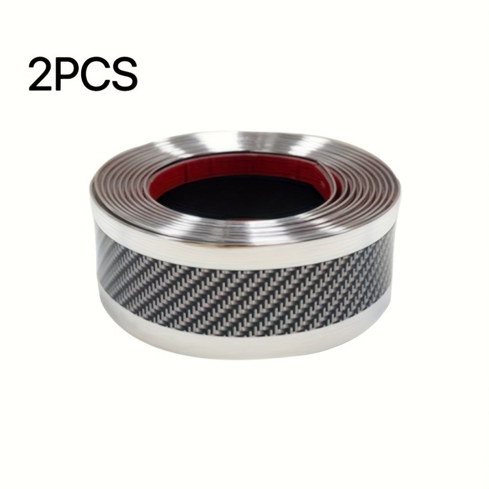 Car Door Guard Scratch Protector 2pcs Carbon Fiber Design - Anti-Scratch Strip for Rearview Mirror & Bumper, Universal Fit in Blue Red Gray